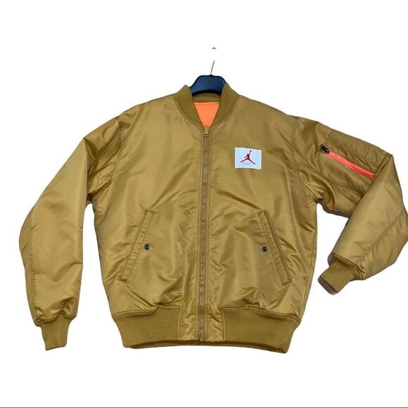 Jordan Flight MA-1 Reversible Men's Bomber Jacket mustard color size Large - Picture 2 of 6